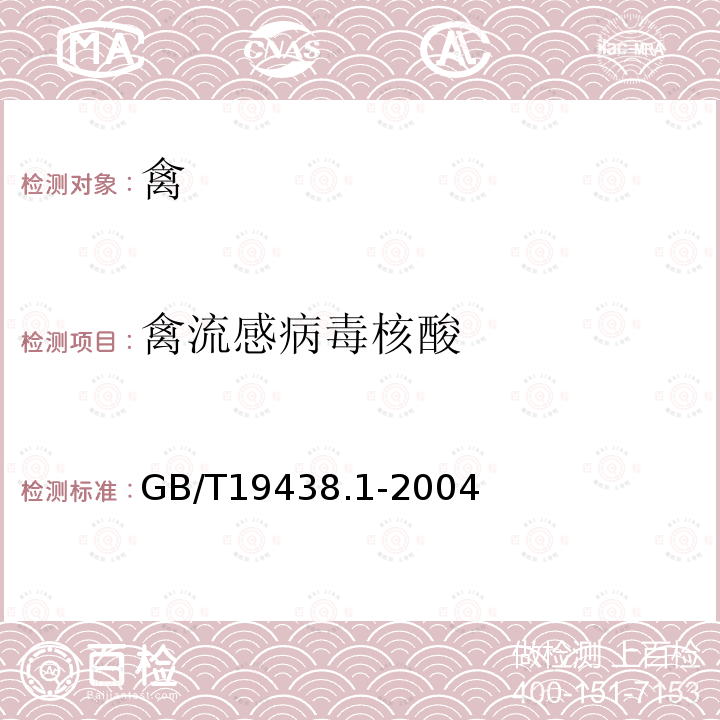 禽流感病毒核酸 禽流感病毒通用荧光RT-PCR检测方法