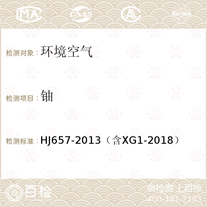 铀 空气和废气 颗粒物中铅等金属元素的测定 电感耦合等离子体质谱法（含第1号修改单）