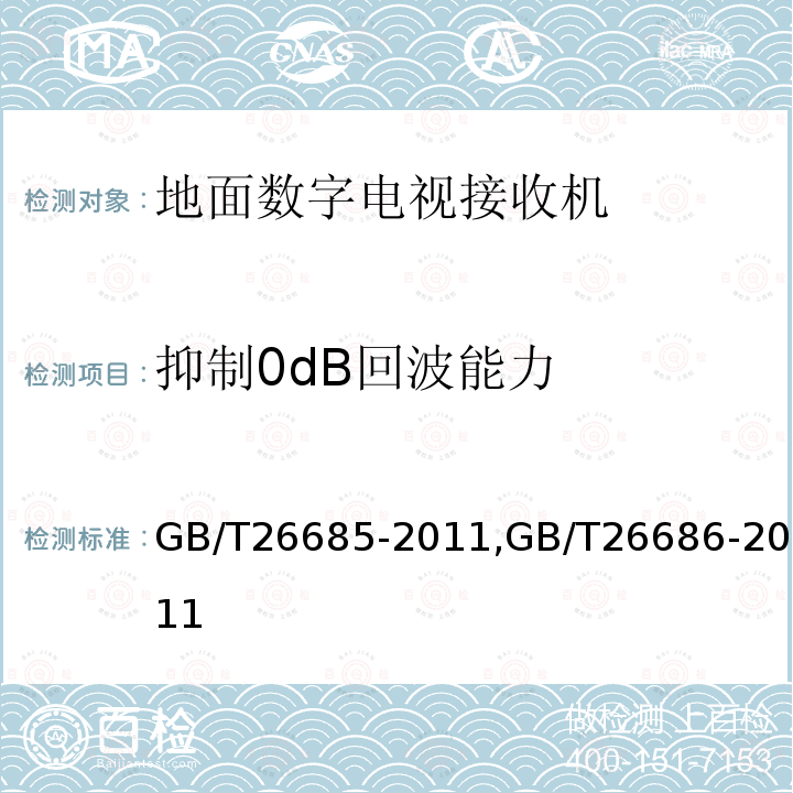 抑制0dB回波能力 地面数字电视接收机测量方法,
地面数字电视接收机通用规范