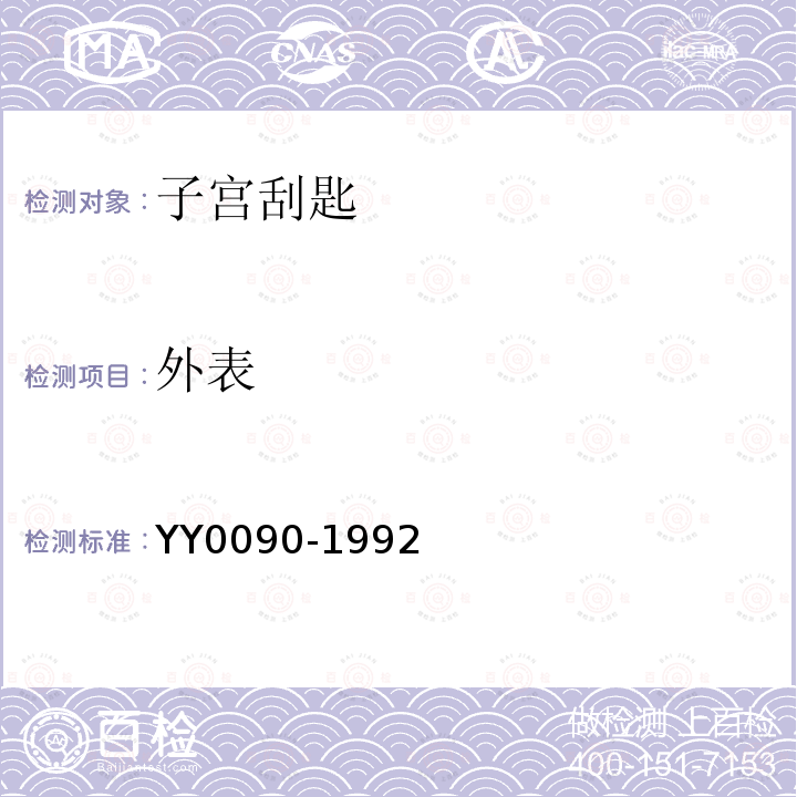 外表 YY 0090-1992 子宫刮匙