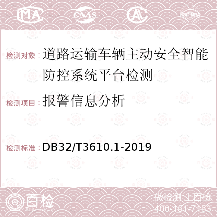 报警信息分析 道路运输车辆主动安全智能防控系统
技术规范 第1部分：平台