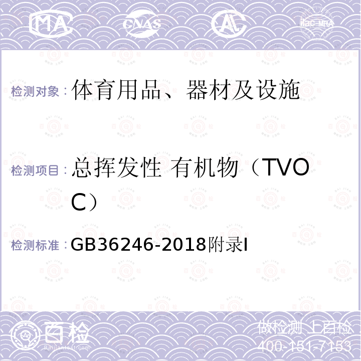 总挥发性 有机物（TVOC） 中小学合成材料面层运动场地