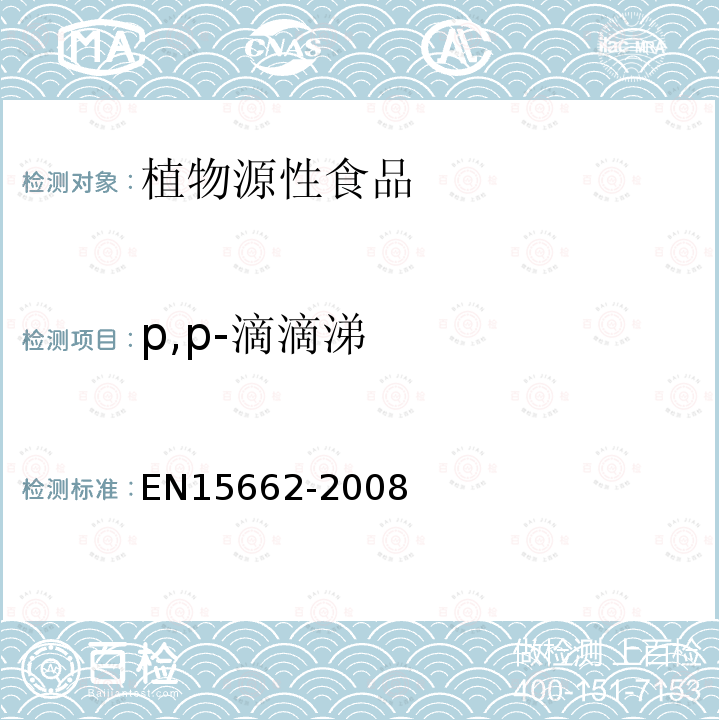 p,p-滴滴涕 植物源性食物中农药残留检测 GC-MS 和/或LC-MS/MS法（乙腈提取/基质分散净化 QuEChERS-方法）