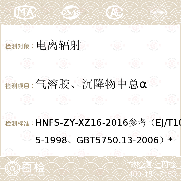 气溶胶、沉降物中总α 气溶胶、沉降物中总α厚样法测量实施细则