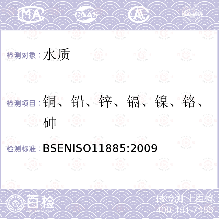 铜、铅、锌、镉、镍、铬、砷 水质 电感耦合等离子体发射光谱(ICP-OES)法测定所选元素