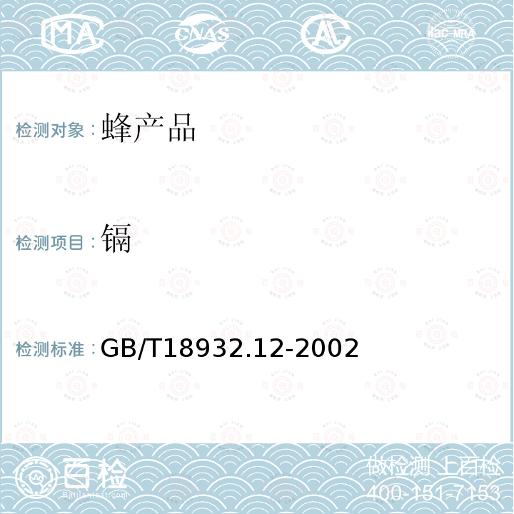 镉 蜂蜜中钾、钠、钙、镁、锌、铁、铜、锰、铬、铅、镉含量的测定方法 原子吸收光谱法