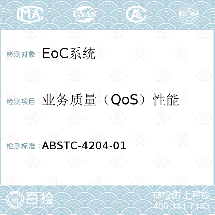 业务质量（QoS）性能 ABSTC-4204-01 EoC系统测试方案
