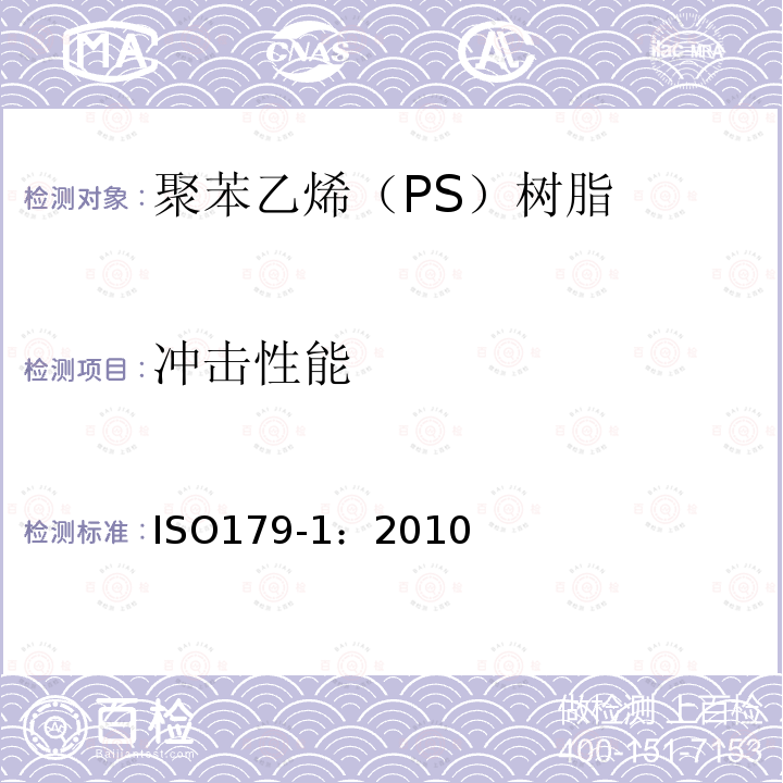 冲击性能 塑料 简支梁冲击性能的测定 第1部分：非仪器化冲击试验