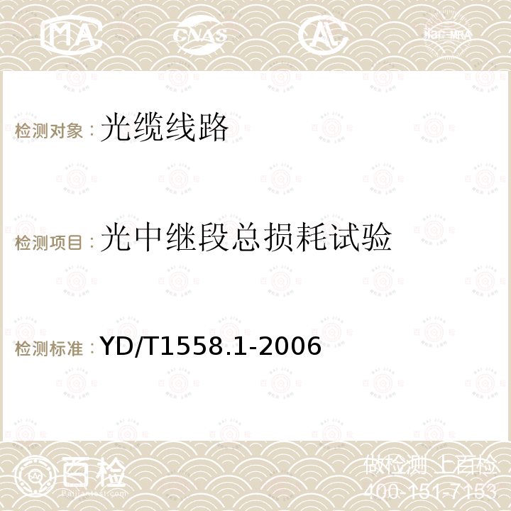 光中继段总损耗试验 光缆线路性能测量方法第一部分:链路衰减