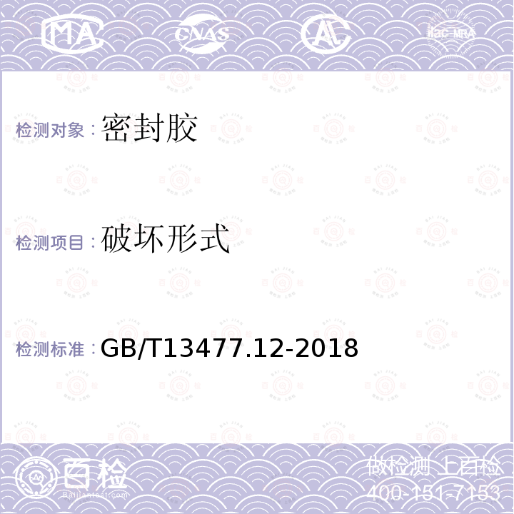 破坏形式 建筑密封材料试验方法 第12部分：同一温度下拉伸-压缩循环后粘结性的测定