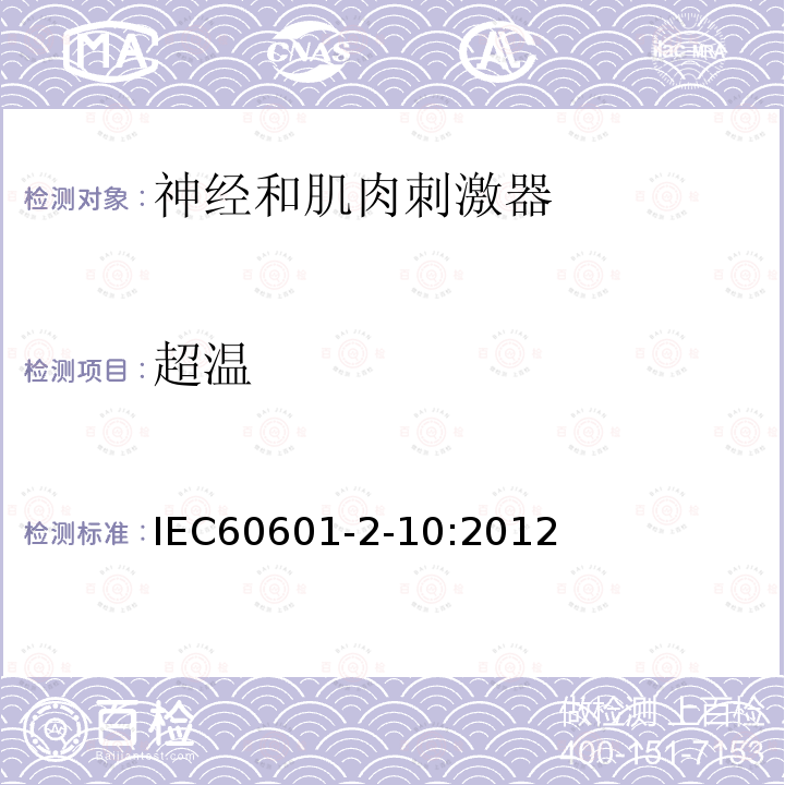 超温 IEC 60601-2-10-2012 医用电气设备 第2-10部分:神经和肌肉刺激器的基本安全和主要性能专用要求