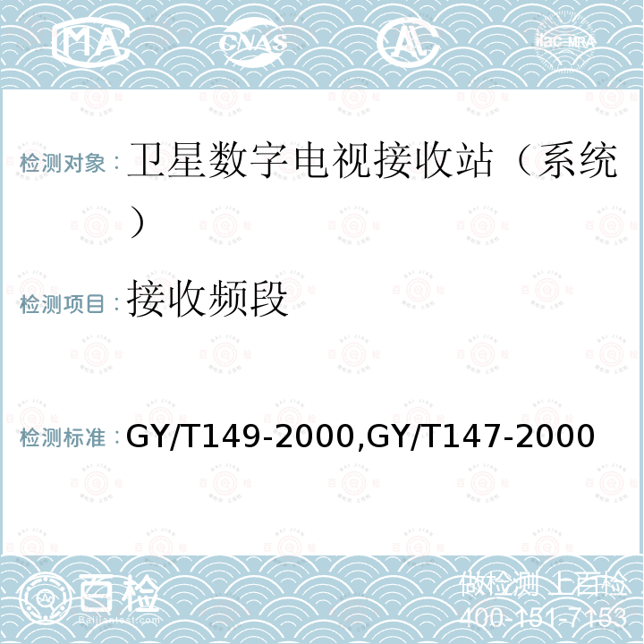 接收频段 卫星数字电视接收站测量方法——系统测量,
卫星数字电视接收机通用技术要求