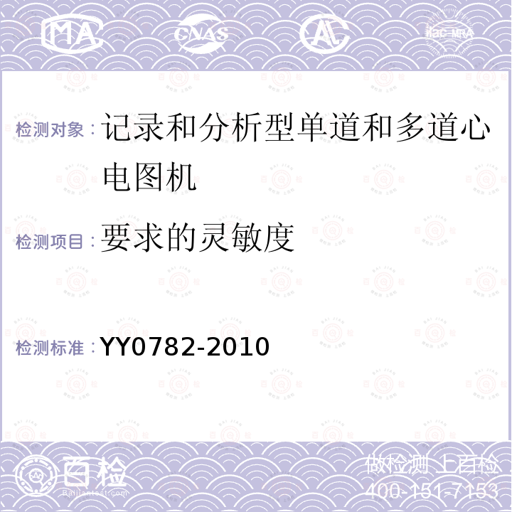 要求的灵敏度 医用电气设备 第2-51部分：记录和分析型单道和多道心电图机安全和基本性能专用要求