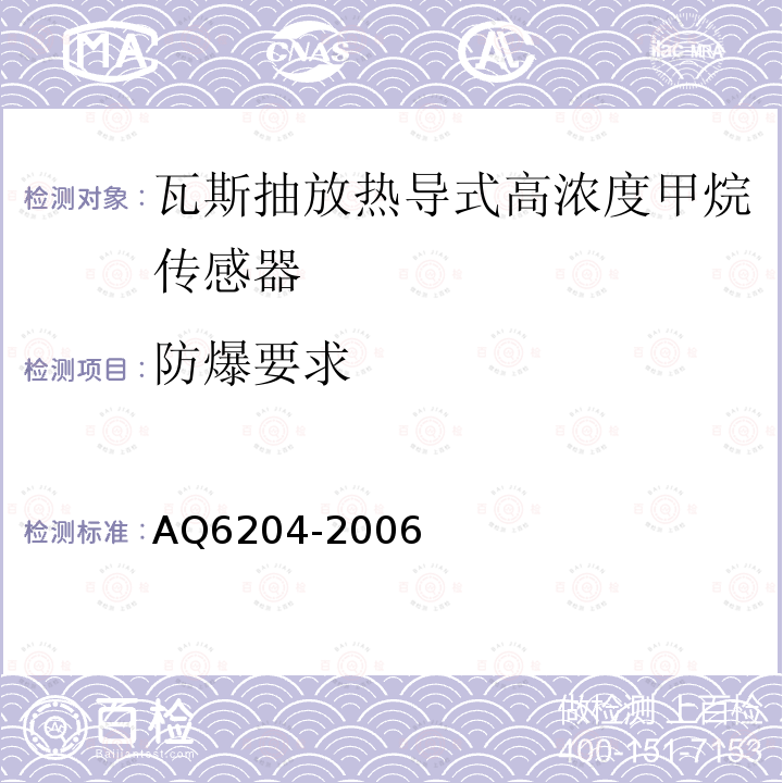 防爆要求 AQ6204-2006 瓦斯抽放用热导式高浓度甲烷传感器