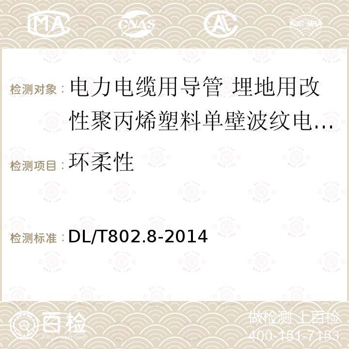 环柔性 电力电缆用导管技术条件 第8部分:埋地用改性聚丙烯塑料单壁波纹电缆导管