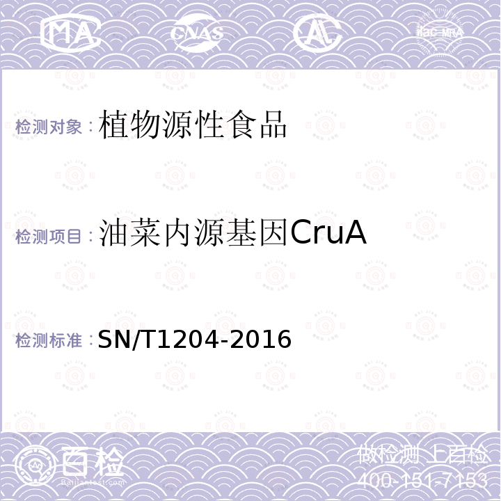 油菜内源基因CruA 植物及其加工产品中转基因成分实时荧光PCR定性检验方法