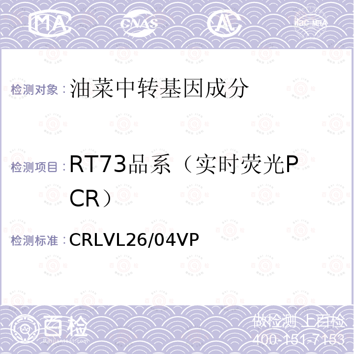 RT73品系（实时荧光PCR） 转基因油菜RT73品系特异性定量检测 实时荧光PCR方法