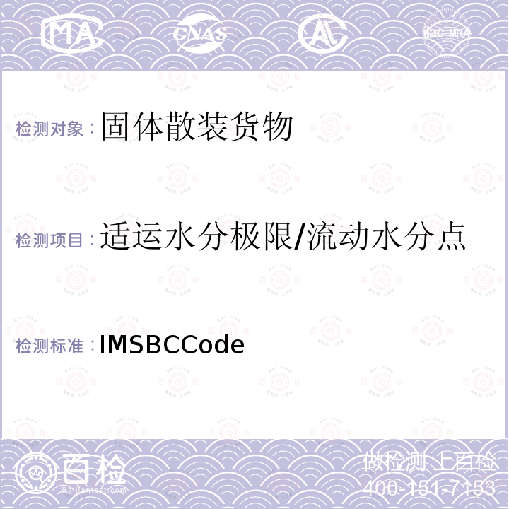 适运水分极限/流动水分点 国际海运固体散装货物规则