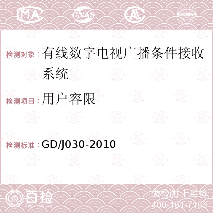 用户容限 数字电视广播条件接收系统技术要求和测量方法