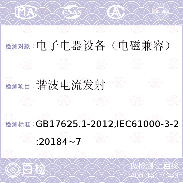 谐波电流发射 电磁兼容 限值 谐波电流发射限值（设备每相输入电流≤16A）