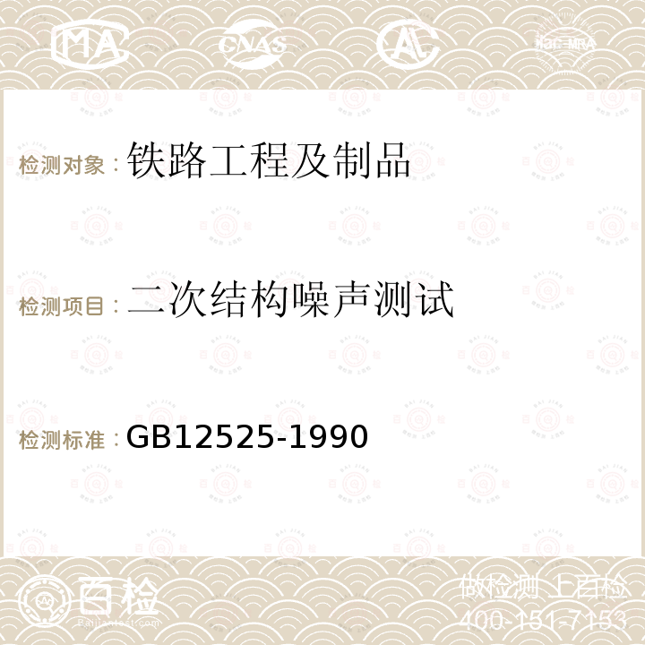 二次结构噪声测试 GB 12525-1990 铁路边界噪声限值及其测量方法(附2008第1号修改单)