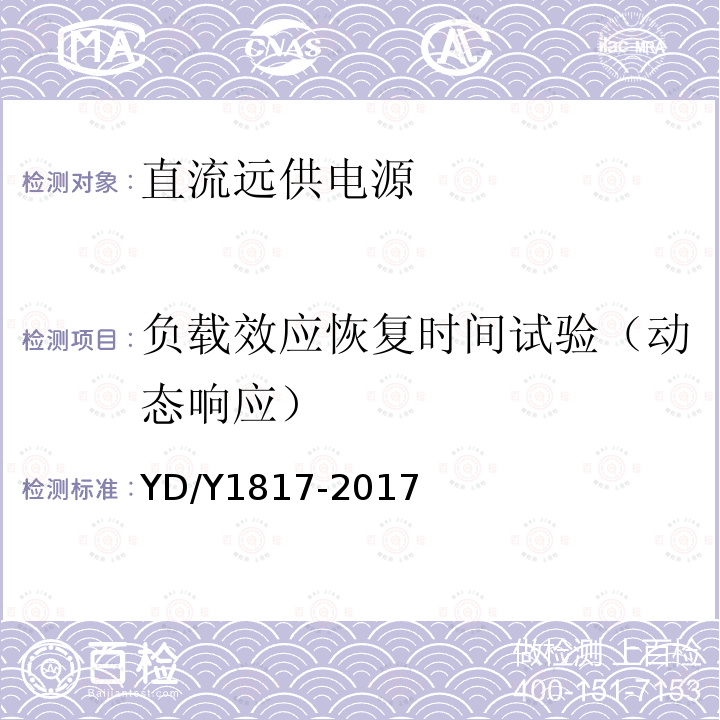 负载效应恢复时间试验（动态响应） 通信设备用直流远供电源系统