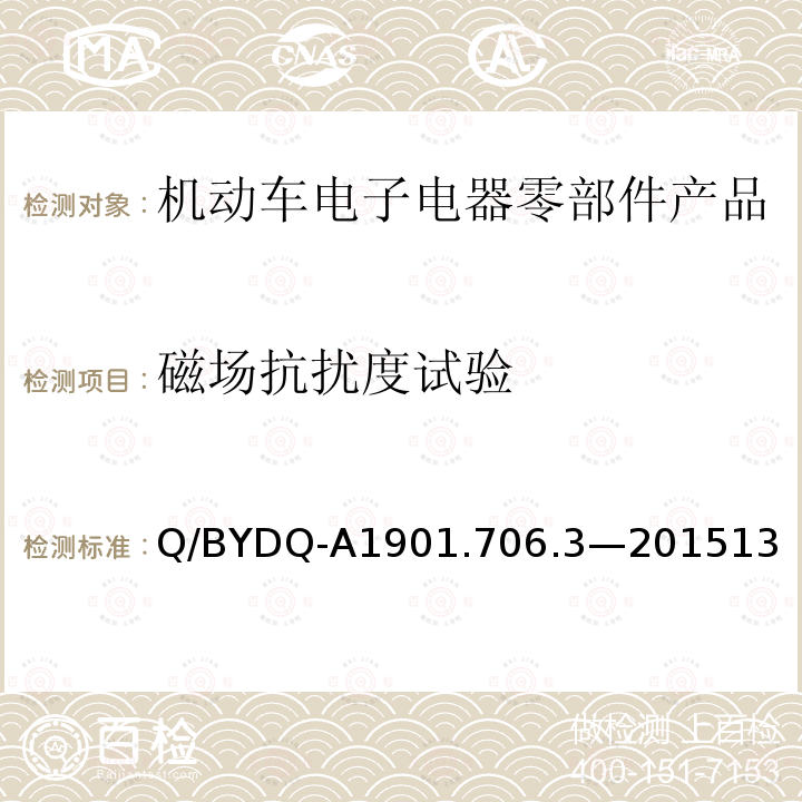 磁场抗扰度试验 汽车整车及电器电子组件电磁兼容试验标准 第3部分：汽车电器电子组件EMC试验方法及要求