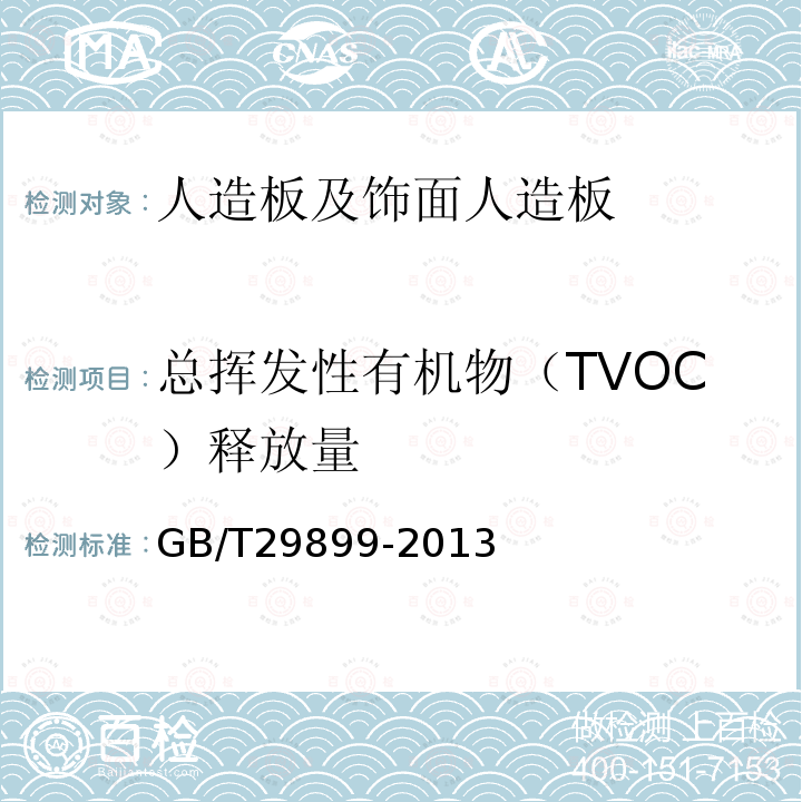 总挥发性有机物（TVOC）释放量 人造板及其制品中挥发性有机化合物释放量试验方法 小型释放舱法