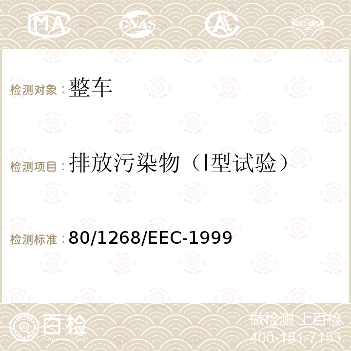 排放污染物（I型试验） 在机动车辆燃料消耗方面协调统一各成员国法律的理事会指令