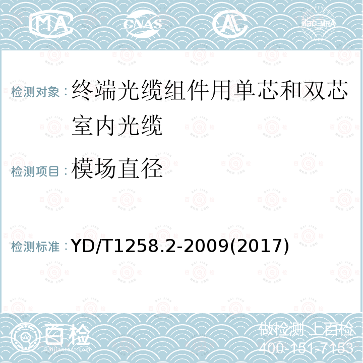 模场直径 室内光缆系列 第2部分：终端光缆组件用单芯和双芯光缆