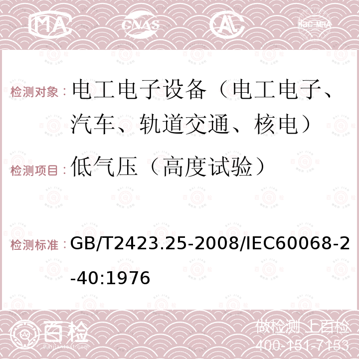 低气压（高度试验） 电工电子产品环境试验 第2部分：试验方法 试验Z／AM：低温／低气压综合试验