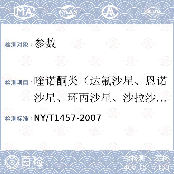 喹諾酮類（達氟沙星、恩諾沙星、環丙沙星、沙拉沙星） 飼料中氟哌酸的測定 高效液相色譜法