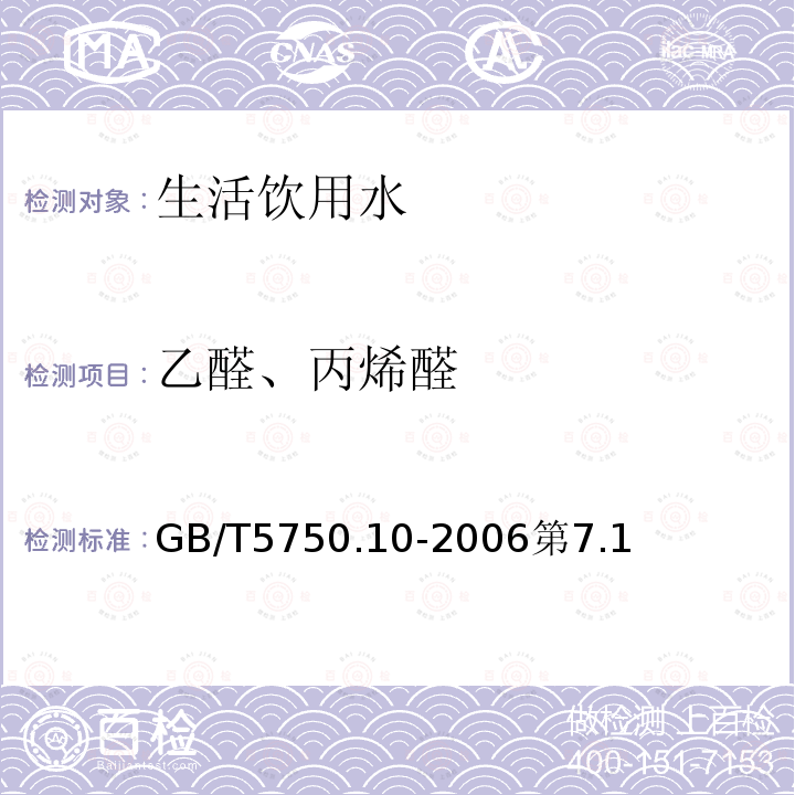 乙醛、丙烯醛 生活饮用水标准检验方法 消毒副产物指标