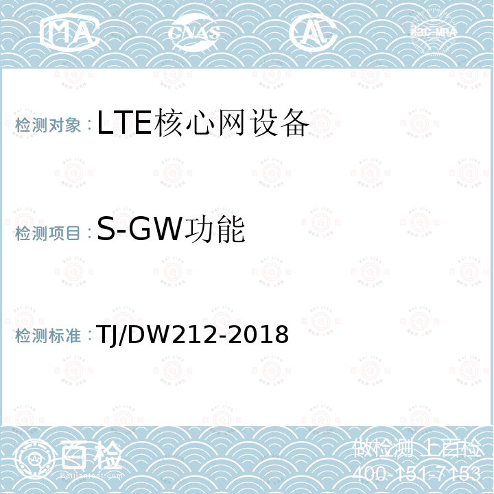 S-GW功能 TJ/DW212-2018 铁路下一代移动通信业务和功能需求暂行规范
