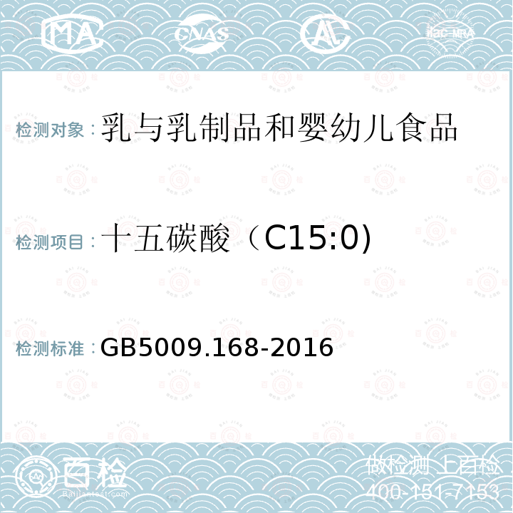 十五碳酸（C15:0) 食品安全国家标准 食品中脂肪酸的测定