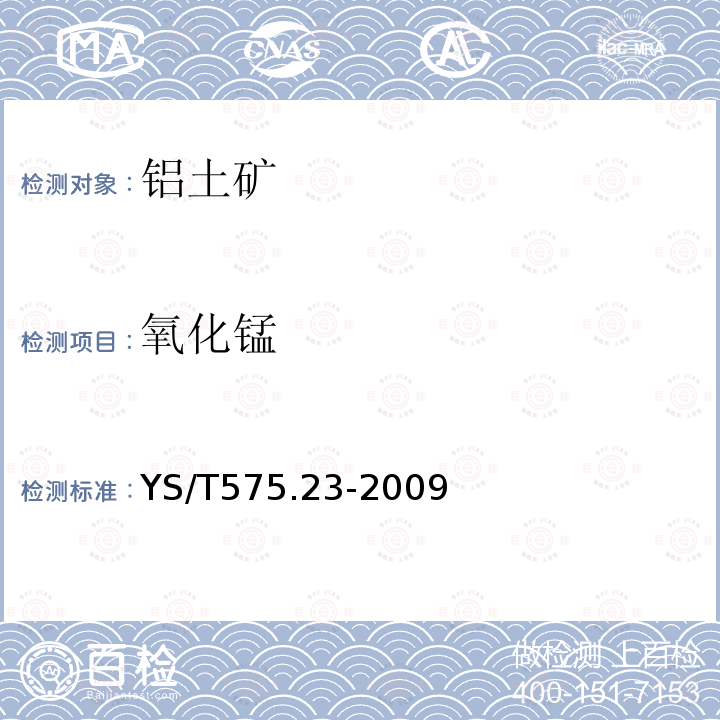 氧化錳 鋁土礦石化學分析方法 第23部分：X射線熒光光譜法測定元素含量