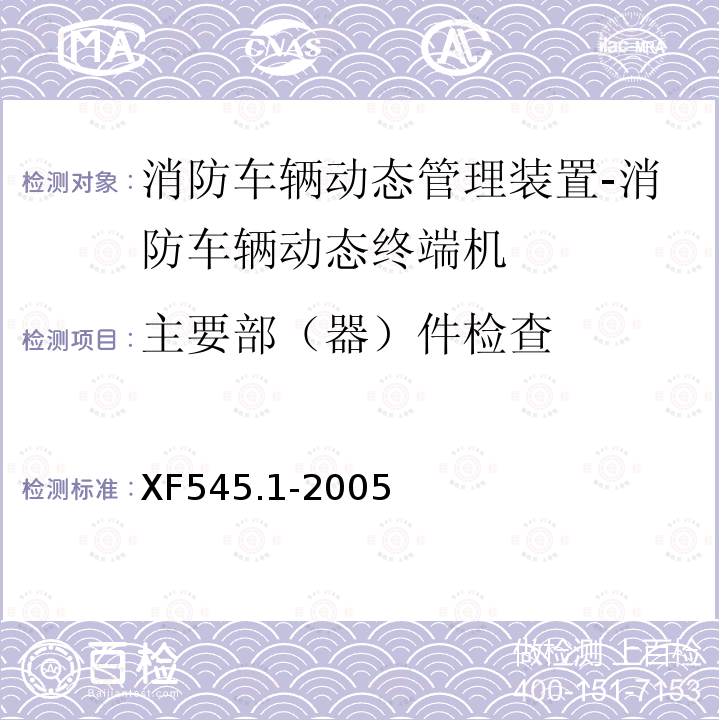 主要部（器）件检查 消防车辆动态管理装置 第1部分:消防车辆动态终端机