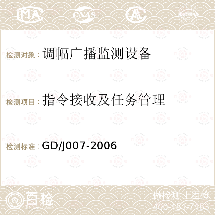 指令接收及任务管理 调幅（AM）广播监测设备入网技术要求及测量方法