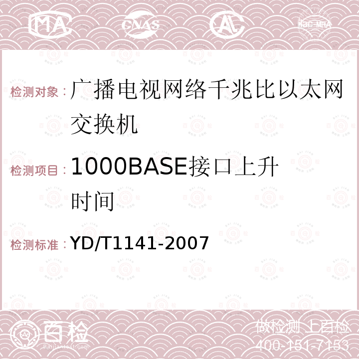 1000BASE接口上升时间 千兆比以太网交换机测试方法