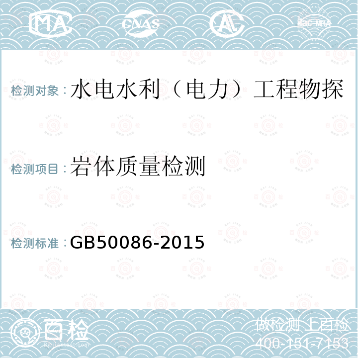 岩体质量检测 GB 50086-2015 岩土锚杆与喷射混凝土支护工程技术规范(附条文说明)