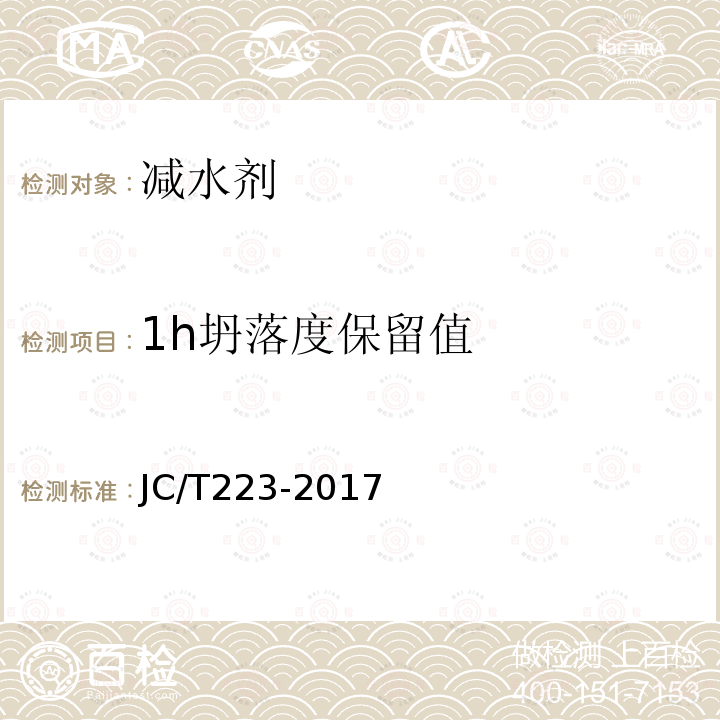 1h坍落度保留值 聚羧酸系高性能减水剂 第6.2.2条