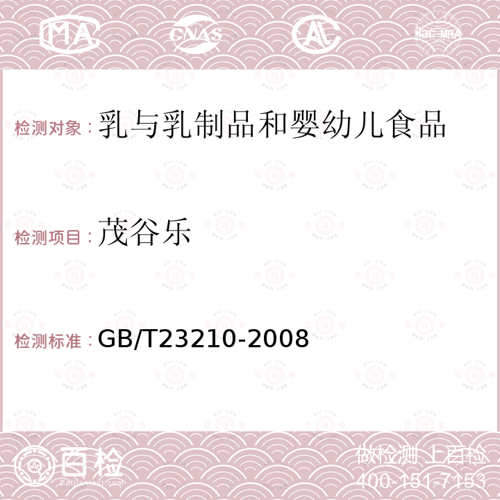 茂谷樂 牛奶和奶粉中511種農(nóng)藥及相關(guān)化學(xué)品殘留量的測定氣相色譜-質(zhì)譜法