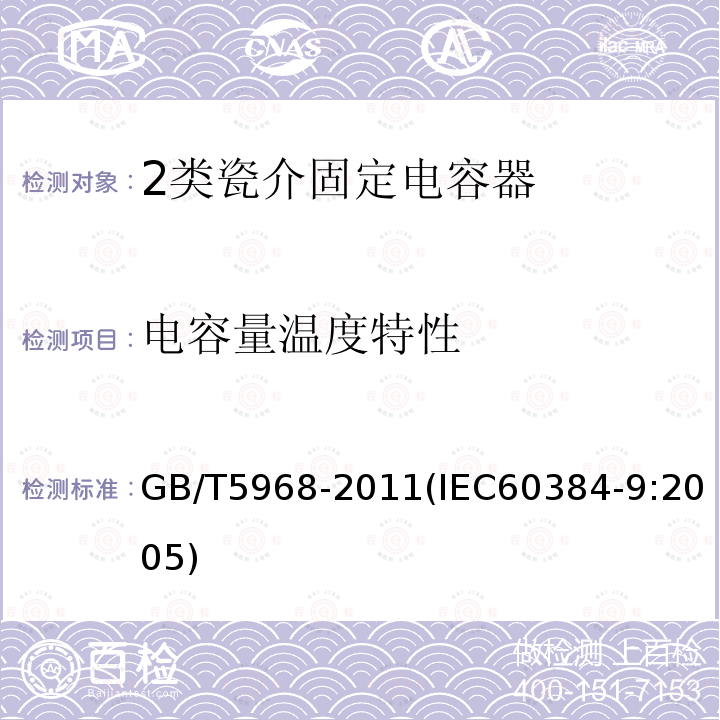 电容量温度特性 电子设备用固定电容器 第9部分：分规范 2类瓷介固定电容器