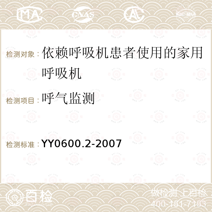 呼气监测 医用呼吸机　基本安全和主要性能专用要求　第2部分:依赖呼吸机患者使用的家用呼吸机