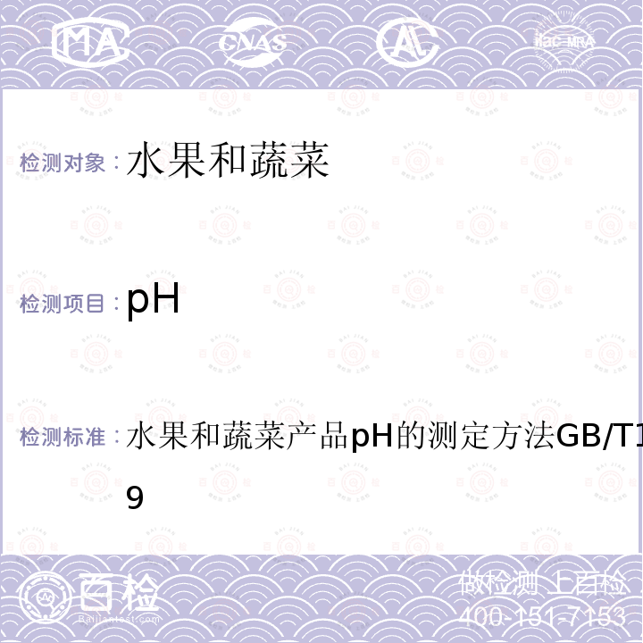 pH 水果和蔬菜产品pH的测定方法 GB/T 10468-1989