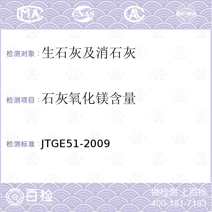 石灰氧化镁含量 T 0812-1994 公路工程无机结合料稳定材料试验规程 T0812-1994