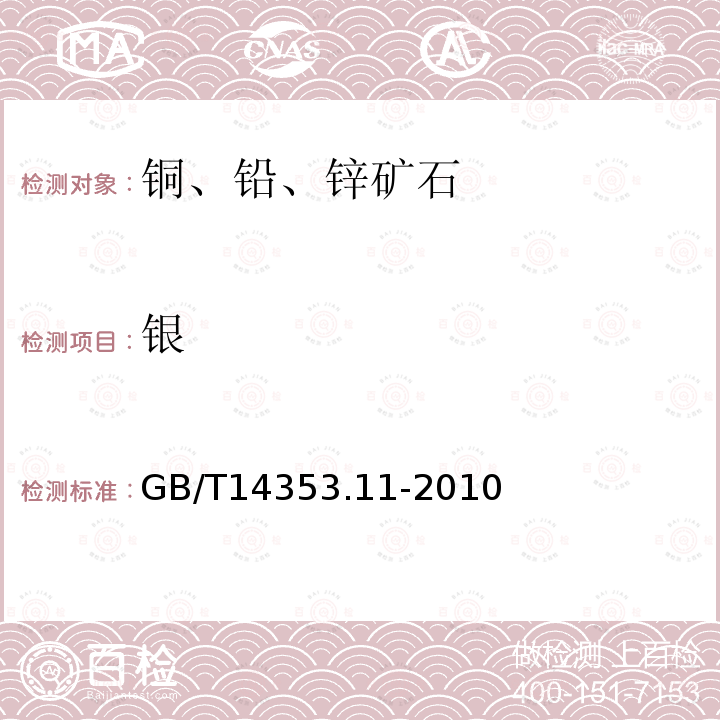 银 铜矿石、铅矿石、锌矿石化学分析方法 第11部分 银量测定