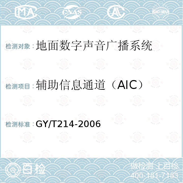 辅助信息通道（AIC） 30MHz—3000MHz地面数字音频广播系统技术规范