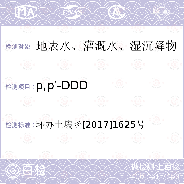 p,p′-DDD 全国土壤污染状况详查地下水样品分析测试方法技术规定 第二部分2有机氯农药类