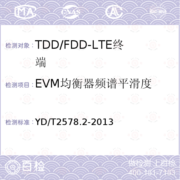 EVM均衡器频谱平滑度 LTE FDD数字蜂窝移动通信网终端设备测试方法（第一阶段）第2部分：无线射频性能测试